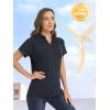 image:imageTACVASEN V Neck Polo Shirts for Women Short Sleeve Sun Protection Gym Yoga Top Shirts Lightweight Collarless Tennis T ShirtsBlack