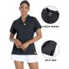 image:imageTACVASEN V Neck Polo Shirts for Women Short Sleeve Sun Protection Gym Yoga Top Shirts Lightweight Collarless Tennis T ShirtsBlack