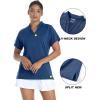 image:imageTACVASEN V Neck Polo Shirts for Women Short Sleeve Sun Protection Gym Yoga Top Shirts Lightweight Collarless Tennis T ShirtsDark Blue