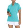 image:imageTACVASEN V Neck Polo Shirts for Women Short Sleeve Sun Protection Gym Yoga Top Shirts Lightweight Collarless Tennis T ShirtsLight Green