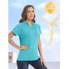 image:imageTACVASEN V Neck Polo Shirts for Women Short Sleeve Sun Protection Gym Yoga Top Shirts Lightweight Collarless Tennis T ShirtsLight Green