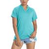 image:imageTACVASEN V Neck Polo Shirts for Women Short Sleeve Sun Protection Gym Yoga Top Shirts Lightweight Collarless Tennis T ShirtsLight Green