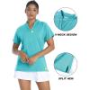image:imageTACVASEN V Neck Polo Shirts for Women Short Sleeve Sun Protection Gym Yoga Top Shirts Lightweight Collarless Tennis T ShirtsLight Green