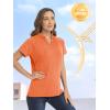 image:imageTACVASEN V Neck Polo Shirts for Women Short Sleeve Sun Protection Gym Yoga Top Shirts Lightweight Collarless Tennis T ShirtsOrange