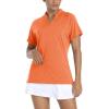 image:imageTACVASEN V Neck Polo Shirts for Women Short Sleeve Sun Protection Gym Yoga Top Shirts Lightweight Collarless Tennis T ShirtsOrange