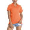 image:imageTACVASEN V Neck Polo Shirts for Women Short Sleeve Sun Protection Gym Yoga Top Shirts Lightweight Collarless Tennis T ShirtsOrange