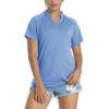 image:imageTACVASEN Womens Polo Shirts Short Sleeve Golf Lightweight Sun Protection Athletic Running Collarless T Shirts Stretch