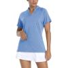 image:imageTACVASEN Womens Polo Shirts Short Sleeve Golf Lightweight Sun Protection Athletic Running Collarless T Shirts Stretch