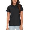 image:imageTACVASEN Womens Short Sleeve Polo Sun Protection UV SPF Outdoor Short Sleeve 3Button Quick Dry Golf ShirtBlack