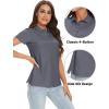 image:imageTACVASEN Womens Short Sleeve Polo Sun Protection UV SPF Outdoor Short Sleeve 3Button Quick Dry Golf ShirtDark Grey