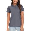 image:imageTACVASEN Womens Short Sleeve Polo Sun Protection UV SPF Outdoor Short Sleeve 3Button Quick Dry Golf ShirtDark Grey