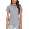 image:imageTACVASEN Womens Short Sleeve Polo Sun Protection UV SPF Outdoor Short Sleeve 3Button Quick Dry Golf ShirtLight Grey