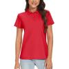 image:imageTACVASEN Womens Short Sleeve Polo Sun Protection UV SPF Outdoor Short Sleeve 3Button Quick Dry Golf ShirtRed