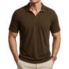 image:imageTACVASEN Mens Polo Shirts V Neck Short Sleeve Knitted Golf T Shirts Collared Summer Vacation Tops Johnny Collar PoloD Coffee