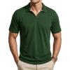 image:imageTACVASEN Mens Polo Shirts V Neck Short Sleeve Knitted Golf T Shirts Collared Summer Vacation Tops Johnny Collar PoloF Green