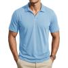 image:imageTACVASEN Mens Polo Shirts V Neck Short Sleeve Knitted Golf T Shirts Collared Summer Vacation Tops Johnny Collar PoloIceblue