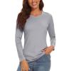 image:imageTACVASEN UV Shirts for Women Sun Protection Shirts SPF 50 Shirts Long Sleeve Shirts Fishing Shirts Crew Neck Shirts Hiking Shirts UPF 50 Shirts Active Shirts Light Grey