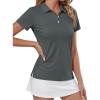 image:imageTACVASEN Womens Polo Shirts Short Sleeve Golf Shirt Quick Dry UPF 50 Sun Protection Lightweight Tennis Shirts 3 ButtonsDark Grey