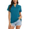 image:imageTACVASEN Womens V Neck Polo Shirts Short Sleeve Sun Protection Gym Yoga Top Shirts Lightweight Collarless Tennis T Shirts
