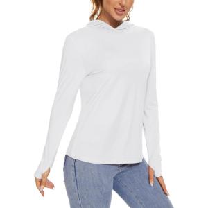 image:imageTACVASEN Hiking Shirts Women Quick Dry Long Sleeve Shirts Sun Protection Hoodies Shirts Running Shirts Fishing Shirts Athletic Shirts White