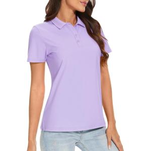 image:imageTACVASEN Womens Short Sleeve Polo Sun Protection UV SPF Outdoor Short Sleeve 3Button Quick Dry Golf ShirtLight Purple