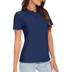 image:imageTACVASEN Womens Short Sleeve Polo Sun Protection UV SPF Outdoor Short Sleeve 3Button Quick Dry Golf ShirtNavy
