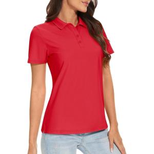 image:imageTACVASEN Womens Short Sleeve Polo Sun Protection UV SPF Outdoor Short Sleeve 3Button Quick Dry Golf ShirtRed