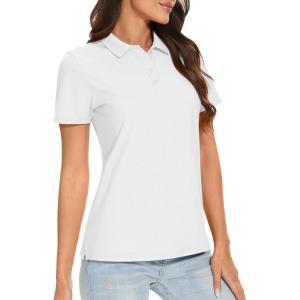 image:imageTACVASEN Womens Short Sleeve Polo Sun Protection UV SPF Outdoor Short Sleeve 3Button Quick Dry Golf ShirtWhite