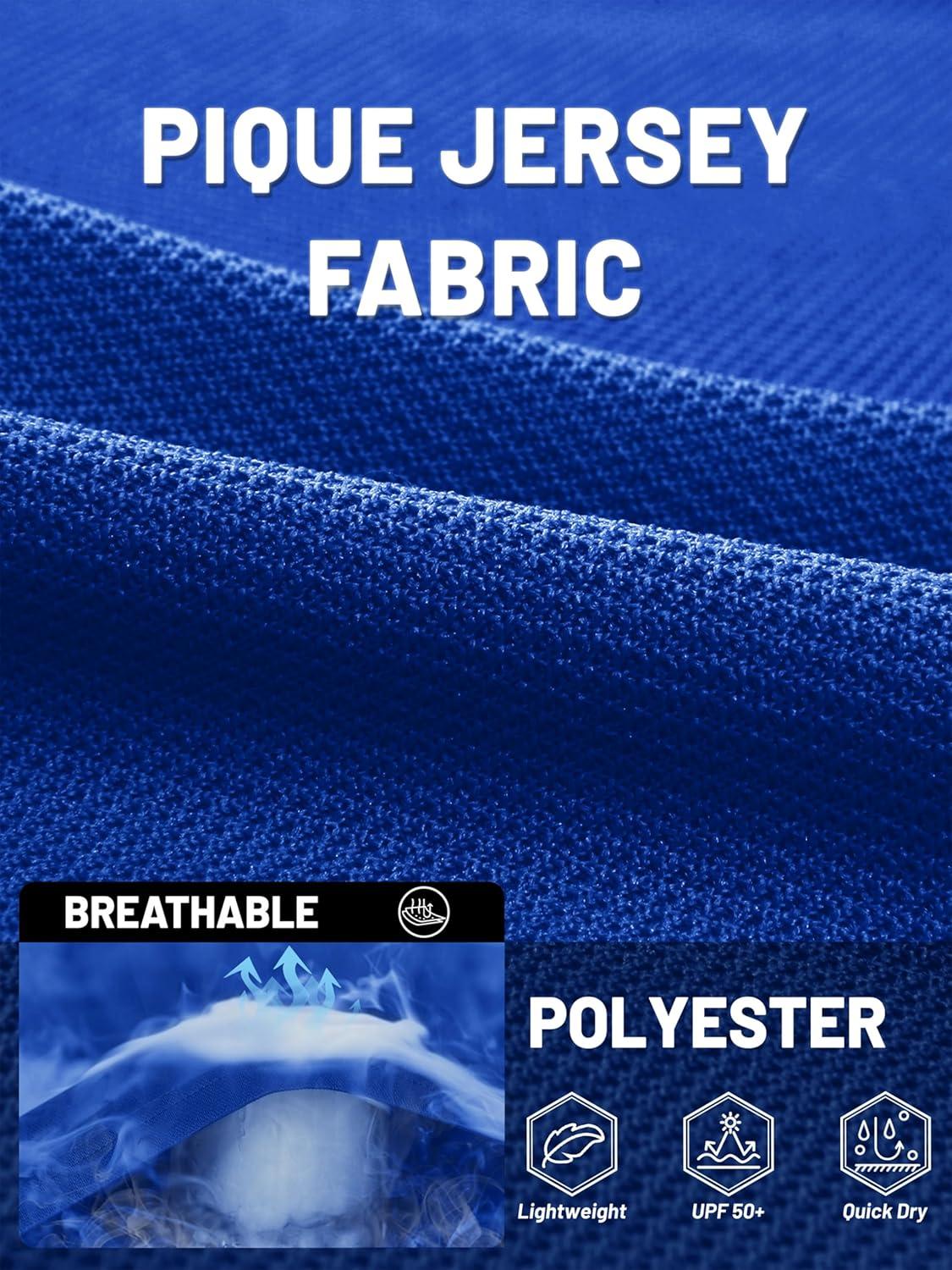 image:imageTACVASEN Polo Shirts for Men Dry Fit Short Sleeve Performance Collared Shirt Light UPF 50 Tactical Work Golf Polos05colorblue