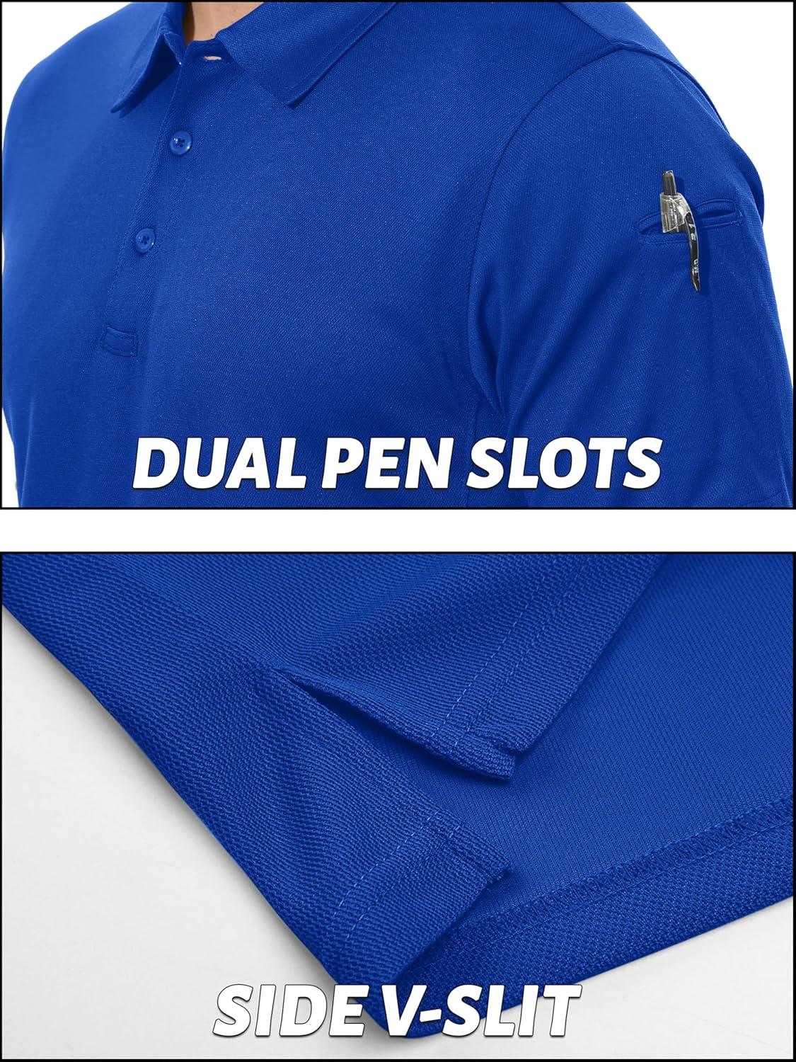 image:imageTACVASEN Polo Shirts for Men Dry Fit Short Sleeve Performance Collared Shirt Light UPF 50 Tactical Work Golf Polos05colorblue