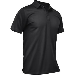 image:imageTACVASEN Polo Shirts for Men Dry Fit Short Sleeve Performance Collared Shirt Light UPF 50 Tactical Work Golf Polos01black