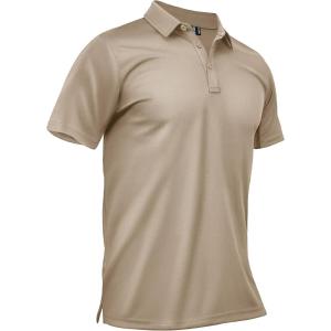 image:imageTACVASEN Polo Shirts for Men Dry Fit Short Sleeve Performance Collared Shirt Light UPF 50 Tactical Work Golf Polos06khaki