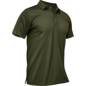 image:imageTACVASEN Polo Shirts for Men Dry Fit Short Sleeve Performance Collared Shirt Light UPF 50 Tactical Work Golf Polos07armygreen