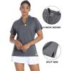 image:imageTACVASEN Collarless Golf Shirts for Women Short Sleeve UV Protection Sun TShirts Hiking V Neck Cooling Polo Shirts Dark Gray