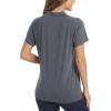 image:imageTACVASEN Collarless Golf Shirts for Women Short Sleeve UV Protection Sun TShirts Hiking V Neck Cooling Polo Shirts Dark Gray