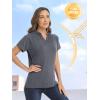image:imageTACVASEN Women Collarless Golf Shirts Short Sleeve UV Protection Sun TShirts Hiking V Neck Cooling Polo Shirts Dark Gray