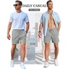 image:imageTACVASEN Mens Corduroy Shorts Casual 6 Inseam Summer Beach Elastic Waist Drawstring Lightweight Shorts with PocketsLgray