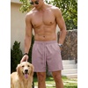 image:imageTACVASEN Mens Corduroy Shorts Casual 6 Inseam Summer Beach Elastic Waist Drawstring Lightweight Shorts with PocketsLgraypurple