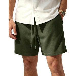 image:imageTACVASEN Mens Corduroy Shorts Casual 6 Inseam Summer Beach Elastic Waist Drawstring Lightweight Shorts with PocketsArmygreen