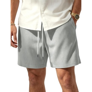 image:imageTACVASEN Mens Corduroy Shorts Casual 6 Inseam Summer Beach Elastic Waist Drawstring Lightweight Shorts with PocketsLgray