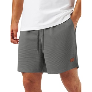 image:imageTACVASEN Mens Casual Shorts Waffle 5 Elastic Waist Drawstring Summer Beach Shorts Moisture Wicking SweatShortsMid Grey