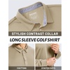 image:imageTACVASEN Mens Polo Shirts Long Sleeve Quick Dry Golf Shirt Lightweight Collared Casual Shirt for Men Work AthleticKhaki