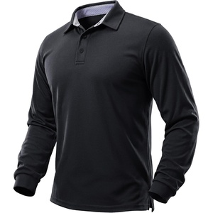 image:imageTACVASEN Mens Polo Shirts Long Sleeve Quick Dry Golf Shirt Lightweight Collared Casual Shirt for Men Work AthleticBlack