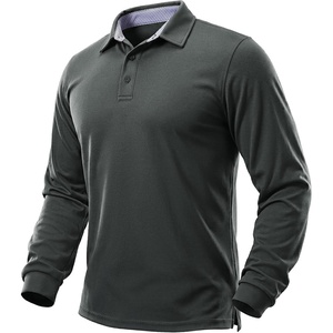 image:imageTACVASEN Mens Polo Shirts Long Sleeve Quick Dry Golf Shirt Lightweight Collared Casual Shirt for Men Work AthleticDark Grey