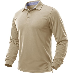 image:imageTACVASEN Mens Polo Shirts Long Sleeve Quick Dry Golf Shirt Lightweight Collared Casual Shirt for Men Work AthleticKhaki
