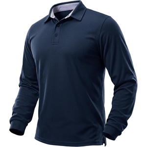 image:imageTACVASEN Mens Polo Shirts Long Sleeve Quick Dry Golf Shirt Lightweight Collared Casual Shirt for Men Work AthleticNavy