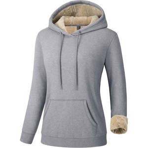 image:imageTACVASEN Womens Thick Hoodie Casual Cotton Fleece Lined Cute Fashion Active Sweatshirt With PocketsLight Grey