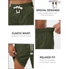 image:imageTACVASEN Men s Casual Shorts 7 Inch Cotton Elastic Waist Drawstring Lightweight Summer Beach Shorts with PocketsArmygreen
