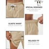 image:imageTACVASEN Men s Casual Shorts 7 Inch Cotton Elastic Waist Drawstring Lightweight Summer Beach Shorts with PocketsLkhaki