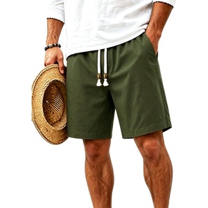image:imageTACVASEN Men s Casual Shorts 7 Inch Cotton Elastic Waist Drawstring Lightweight Summer Beach Shorts with PocketsArmygreen
